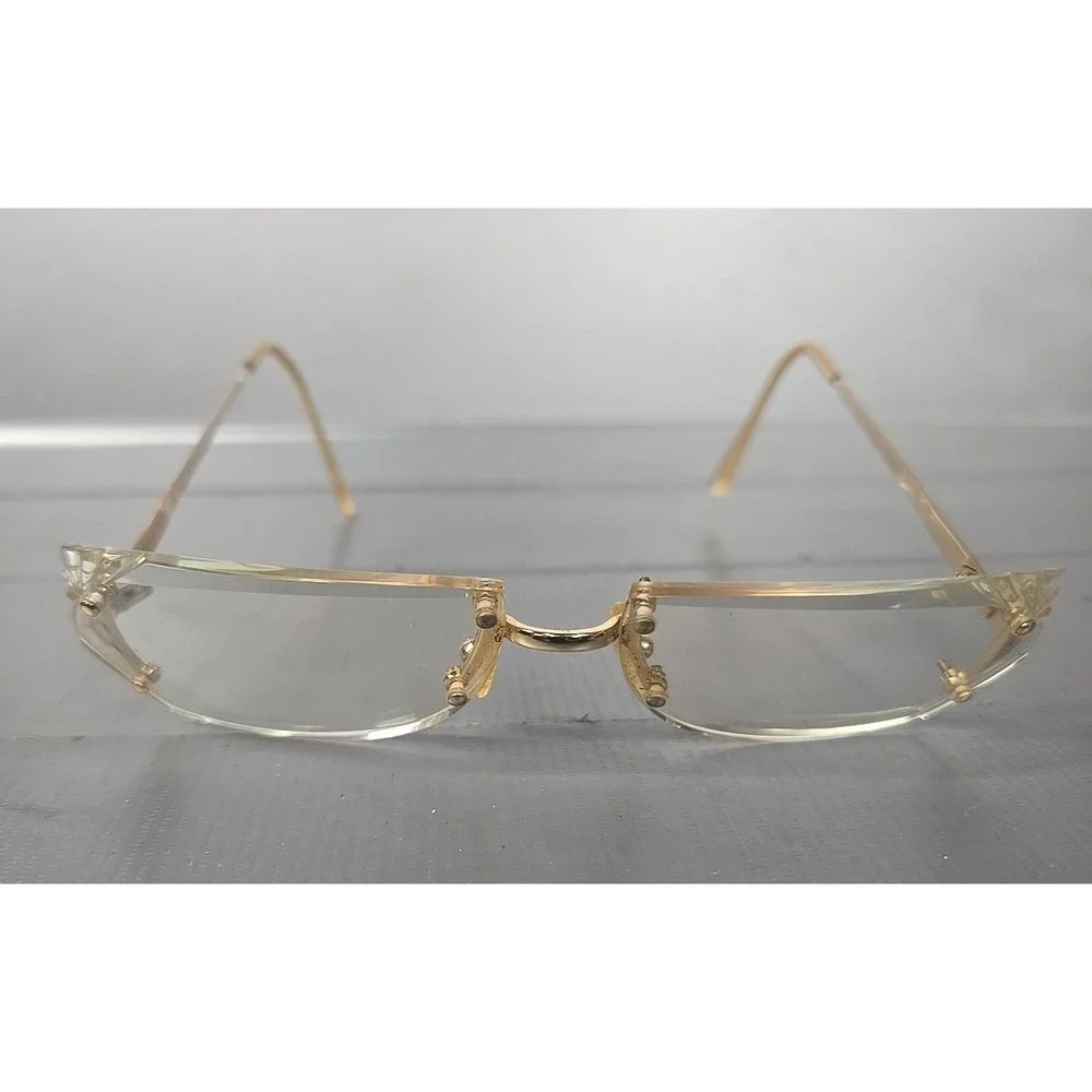 Antique Rimless Angular lens drill mount Ceres Gep 22KTS glasses...